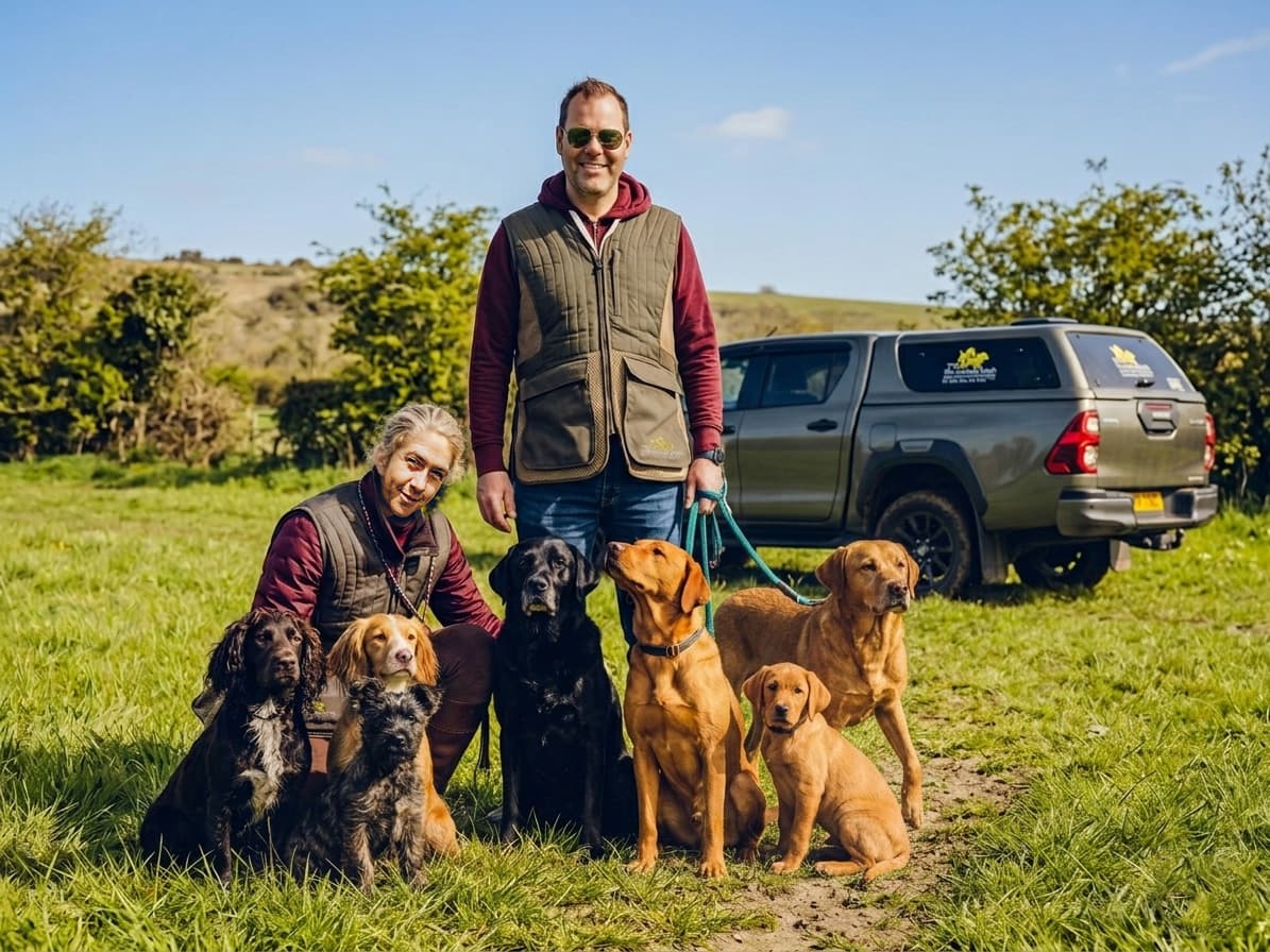 The Gundog Coach family group with their dogs